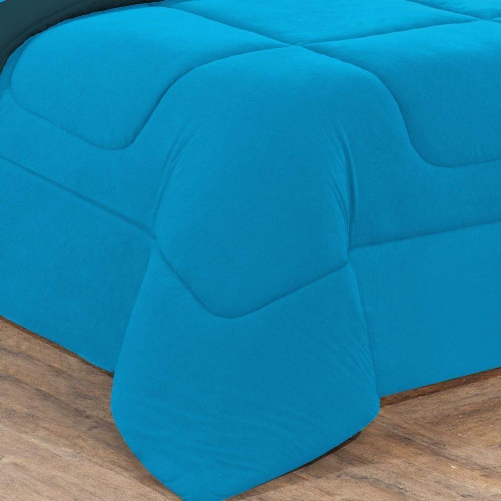 Kit Edredom + Jogo De Lençol Malha 100% Algodão 6 Peças Queen - Azul Petróleo-azul Turquesa - 2