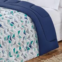 Edredom Dupla Face Queen Quality 01 Peça - Geométrico Azul - 3