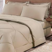 Kit Edredom + Jogo De Lençol Aconchego Look House Dupla Face Casal Queen 06 Peças - Caqui - 8