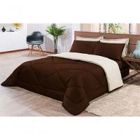 Kit Edredom + Jogo De Lençol Aconchego Look House Dupla Face Solteiro 04 Peças - Marrom- Palha - 6