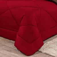 Kit Edredom + Jogo De Lençol Aconchego Look House Dupla Face Solteiro 04 Peças - Vermelho- Marrom - 8