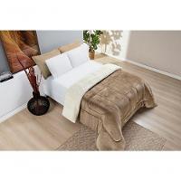 Coberdrom Sherpa E Flannel Everest Solteiro Manta Alta 150g 01 Peça - Caqui - 9
