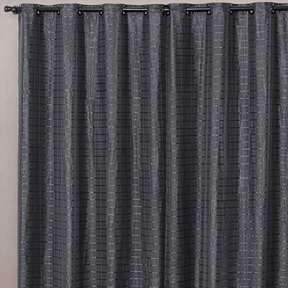 Cortina Blackout Pvc Com Tecido Voil Xadrez 2,80 M X 2,30 M - Preto - 4