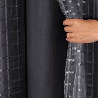 Cortina Blackout Pvc Com Tecido Voil Xadrez 2,80 M X 2,30 M - Preto - 7