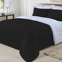 Edredom Dupla Face 100% Algodão Malha King Gran Moratta 01 Peça - Branco- Preto