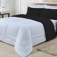 Edredom Dupla Face 100% Algodão Malha King Gran Moratta 01 Peça - Branco- Preto - 7