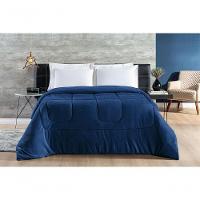 Coberdrom 100% Algodão Malha Com Manta Microfibra Queen 01 Peça - Marinho - 1