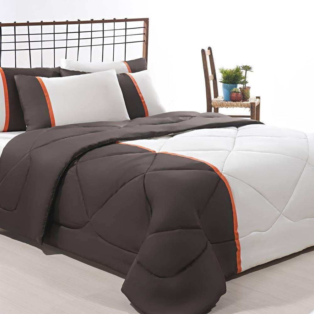 Enxoval Edredom + Jogo De Cama Queen Aconchego Premium 06 Peças - Marrom- Palha - 1