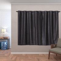 Cortina Blackout Pvc Com Tecido Voil Xadrez 2,00 M X 1,40 M - Preto - 1