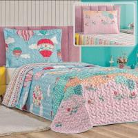 Enxoval Kit Colcha + Jogo De Cama Lençol Bouti Solteiro Infantil Kids 4 Peças - Balão - 1