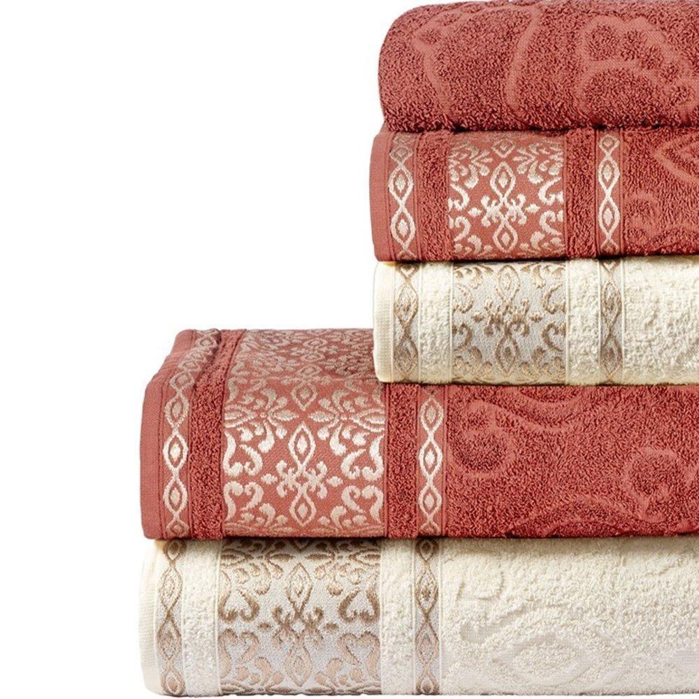 Jogo De Banho Essence 100% Algodão 05 Peças - Terracota-pérola - 3