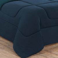 Kit Edredom + Jogo De Lençol Malha 100% Algodão 4 Peças Solteiro - Azul Marinho-azul Petróleo - 3