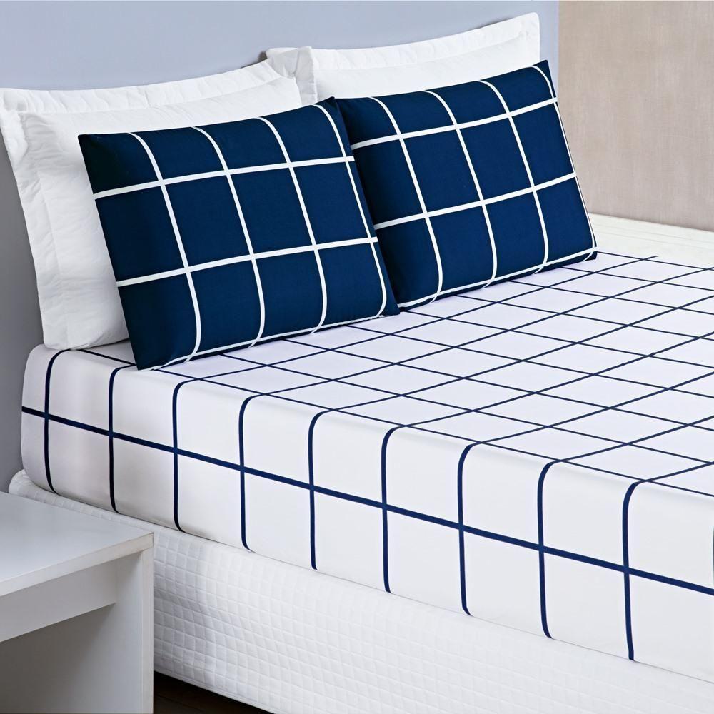 Jogo De Cama Lençol 200 Fios Austin King 03 Peças - Marinho - 2