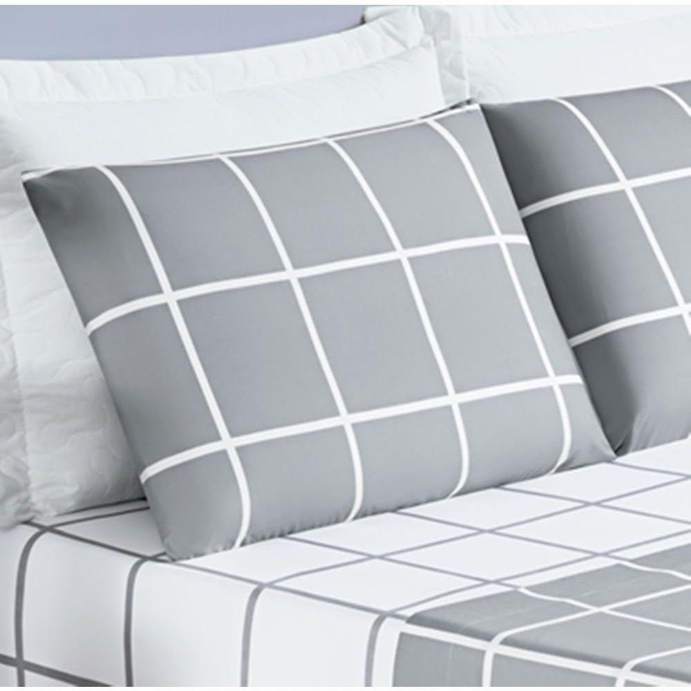 Jogo De Cama Com Lençol De Cima 200 Fios Austin Queen 04 Peças - Cinza - 3