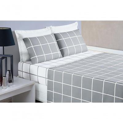 Jogo De Cama Com Lençol De Cima 200 Fios Austin Queen 04 Peças - Cinza