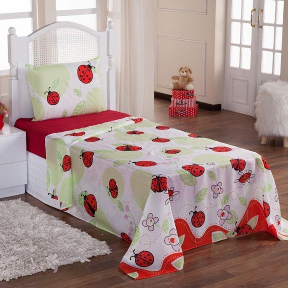 Jogo De Cama Lençol Solteiro Infantil 3 Pecas - Joaninha - 5