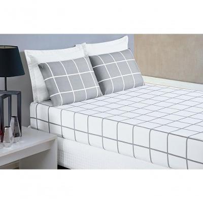 Jogo De Cama Lençol 200 Fios Austin Queen 03 Peças - Cinza
