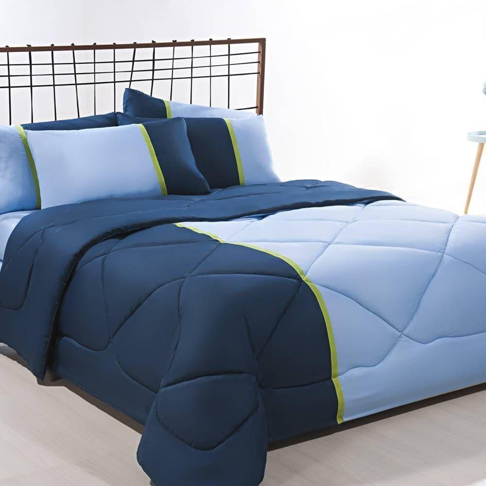 Enxoval Edredom + Jogo De Cama King Aconchego Premium 06 Peças - Azul- Marinho - 2
