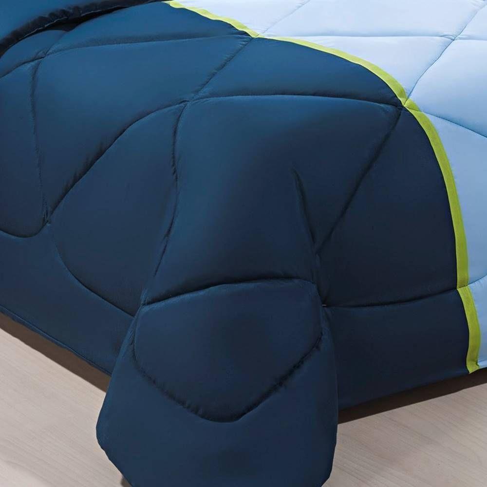 Enxoval Edredom + Jogo De Cama Queen Aconchego Premium 06 Peças - Azul- Marinho - 3