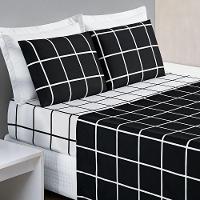Jogo De Cama Com Lençol De Cima 200 Fios Austin King 04 Peças - Preto - 2