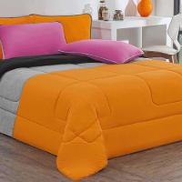 Edredom Malha 100% Algodão Urbano 1 Peça King - Laranja-mescla-preto - 2