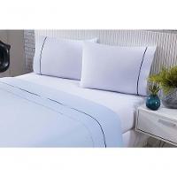 Jogo De Cama 100% Algodão Percal 150 Fios Solteiro Gran Moratta 3 Peças - Branco E Azul - 1