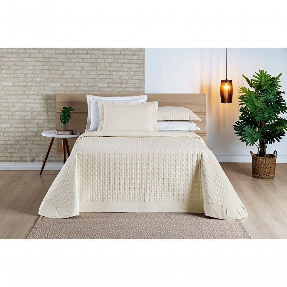 Cobre Leito Madri Percal 200 Fios 100% Algodão Queen 03 Peças - Palha - 1