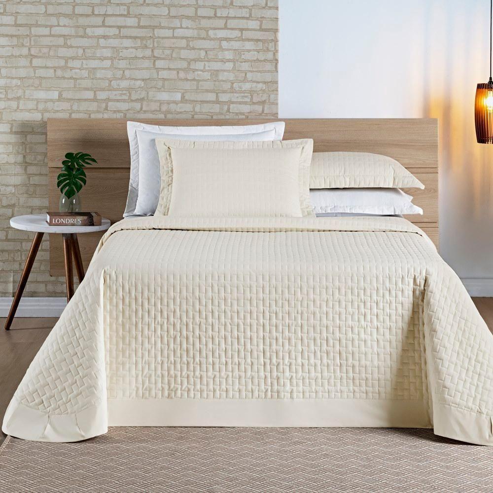 Cobre Leito Madri Percal 200 Fios 100% Algodão Queen 03 Peças - Palha - 2