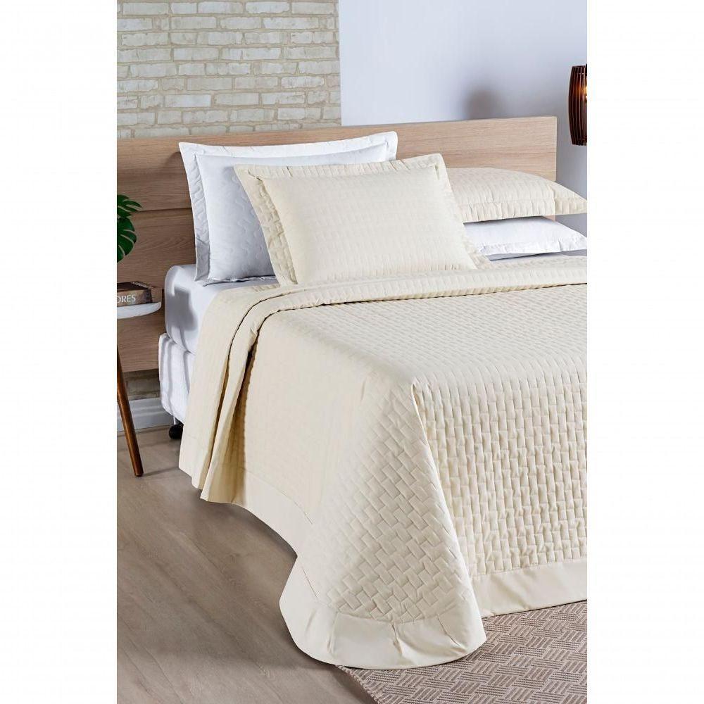 Cobre Leito Madri Percal 200 Fios 100% Algodão Queen 03 Peças - Palha - 4