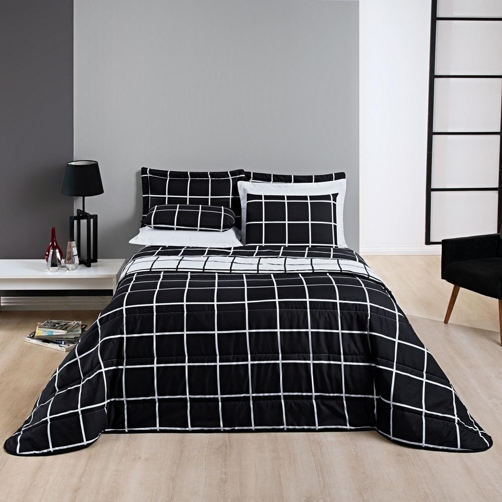 Cobre Leito 200 Fios Dupla Face Queen Austin 03 Peças - Preto - 2