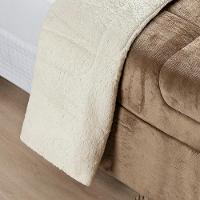 Coberdrom Sherpa E Flannel Everest Queen Manta Alta 150g 01 Peça - Caqui - 3