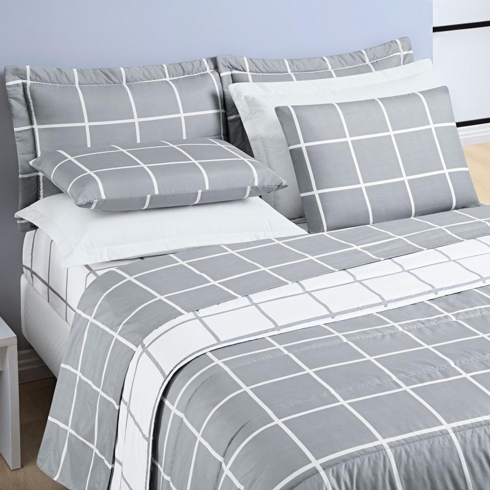 Cobre Leito 200 Fios Dupla Face Queen Austin 03 Peças - Cinza - 2
