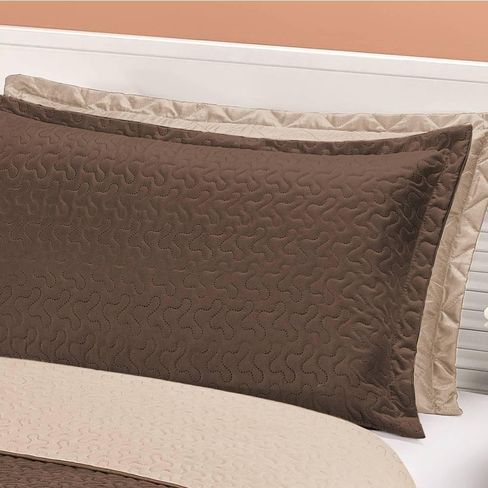 Cobre Leito Dupla Face Solteiro Clara 02 Peças - Marrom-cáqui - 3