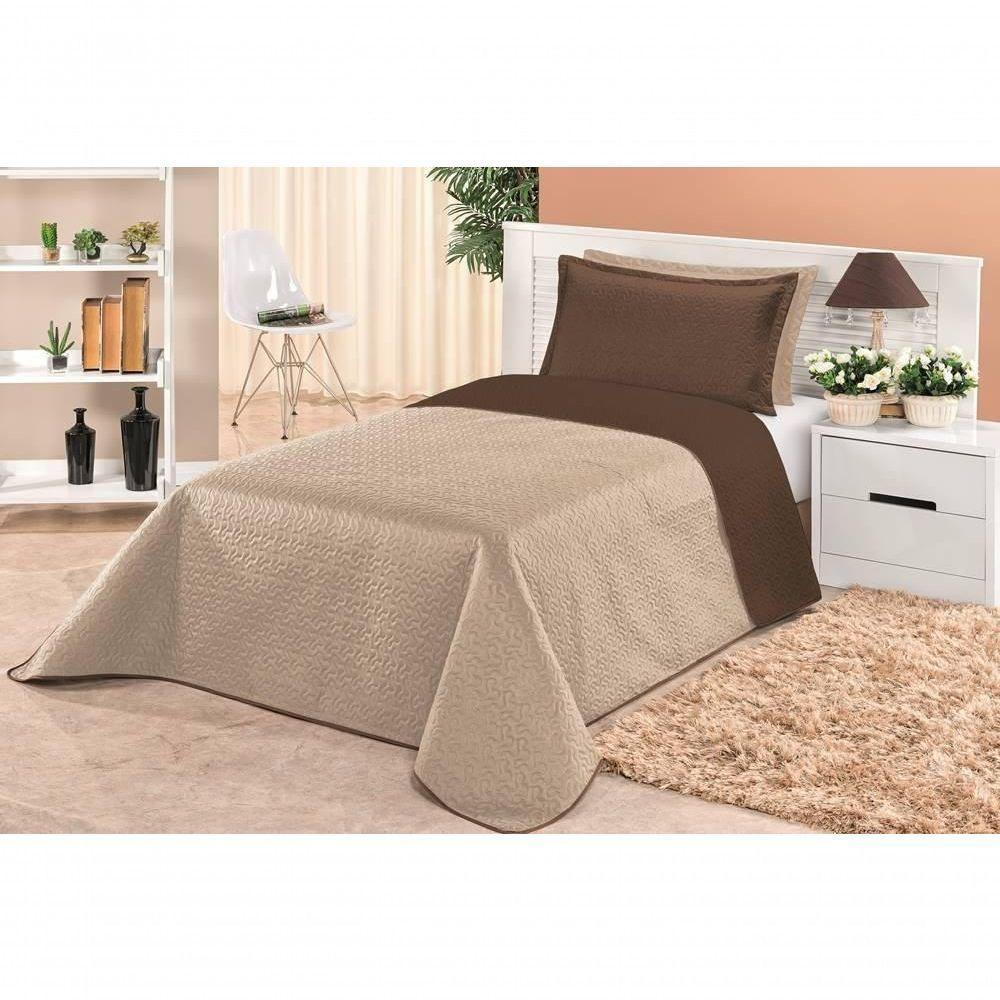 Cobre Leito Dupla Face Solteiro Clara 02 Peças - Marrom-cáqui - 6