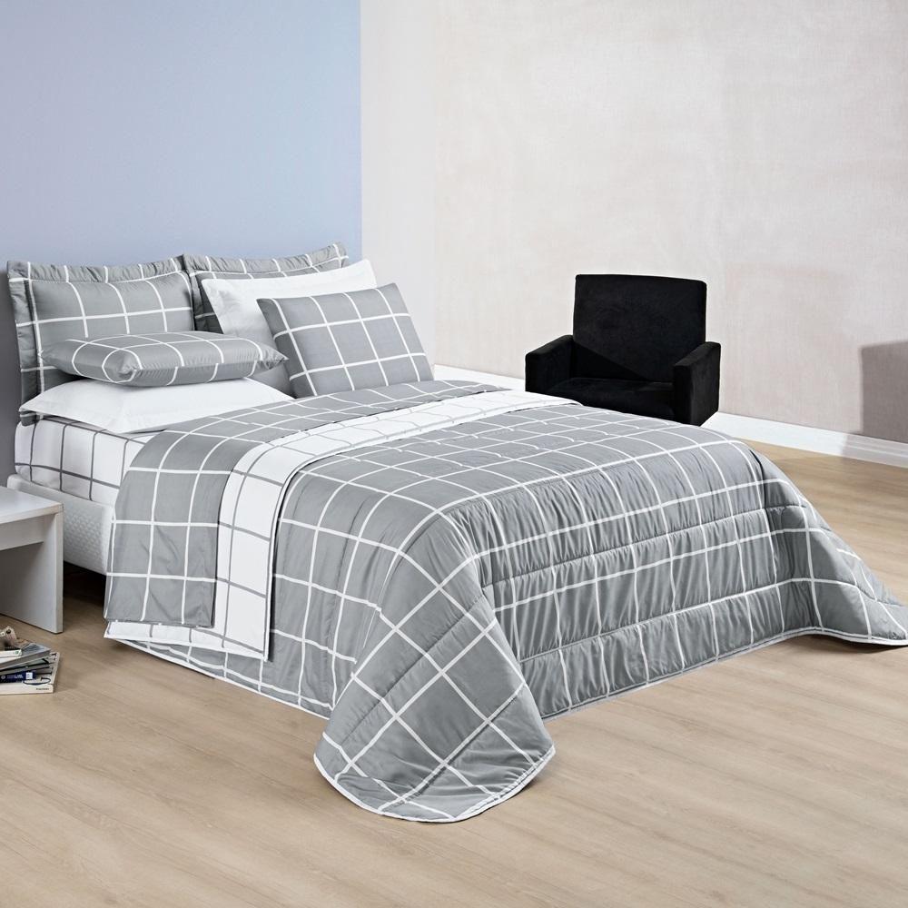 Cobre Leito 200 Fios Dupla Face King Austin 03 Peças - Cinza - 1