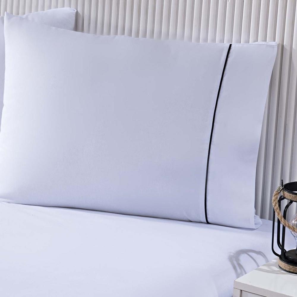 Jogo De Cama Lençol 100% Algodão Percal 150 Fios King Gran Moratta 3 Peças - Branco E Cinza - 6