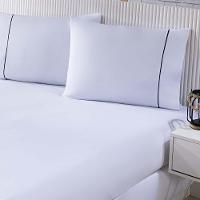 Jogo De Cama Lençol 100% Algodão Percal 150 Fios King Gran Moratta 3 Peças - Branco E Cinza - 3