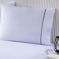 Jogo De Cama Lençol 100% Algodão Percal 150 Fios King Gran Moratta 3 Peças - Branco E Cinza - 5