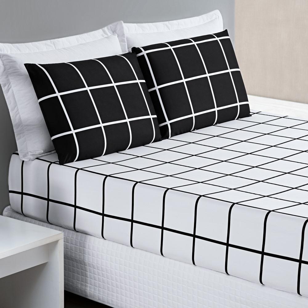 Jogo De Cama Lençol 200 Fios Austin King 03 Peças - Preto - 2