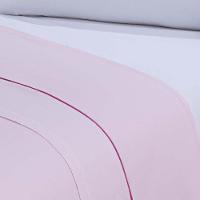Jogo De Cama Lençol 100% Algodão Percal 150 Fios Queen Gran Moratta 4 Peças - Branco E Rosa - 5