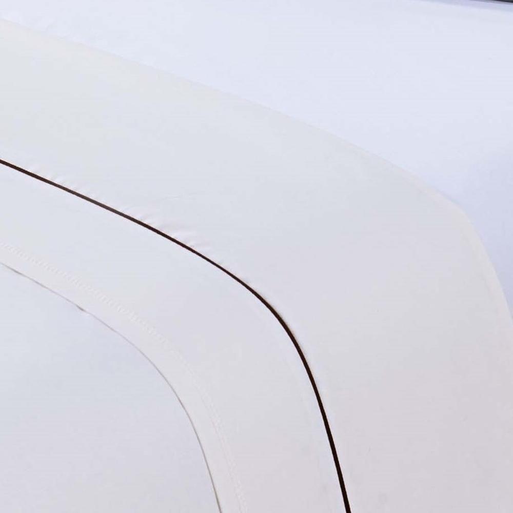 Jogo De Cama Lençol 100% Algodão Percal 150 Fios King Gran Moratta 4 Peças - Branco E Palha - 7