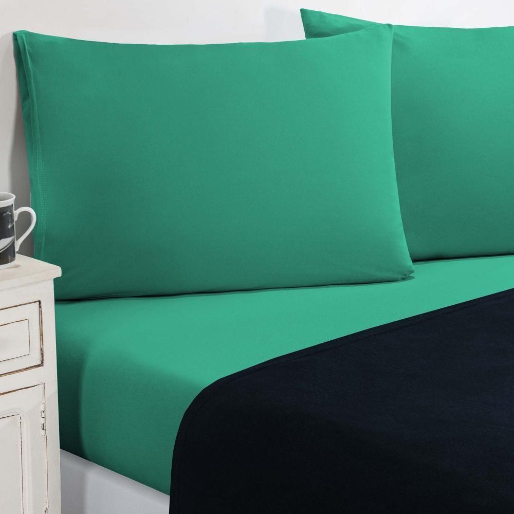 Jogo De Cama Malha Lençol 100% Algodão Gran Moratta 4 Peças Queen - Azul Marinho-verde Jade - 1