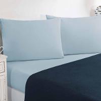 Jogo De Cama Malha Lençol 100% Algodão Gran Moratta 3 Peças Solteiro - Azul Marinho-azul Bebê - 3