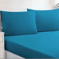 Jogo De Cama Malha Lençol 100% Algodão Gran Moratta 3 Peças King - Azul Turquesa