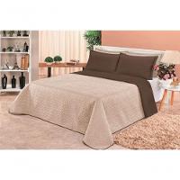 Cobre Leito Dupla Face Queen Clara 03 Peças - Marrom-caqui - 1