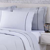 Edredom 100% Algodão Percal 150 Fios Dupla Face King Gran Moratta 1 Peça - Cinza-branco