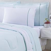 Edredom 100% Algodão Percal 150 Fios Dupla Face King Gran Moratta 1 Peça - Verde-branco - 5