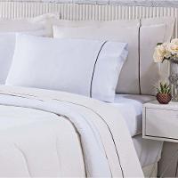 Edredom 100% Algodão Percal 150 Fios Dupla Face King Gran Moratta 1 Peça - Palha-branco