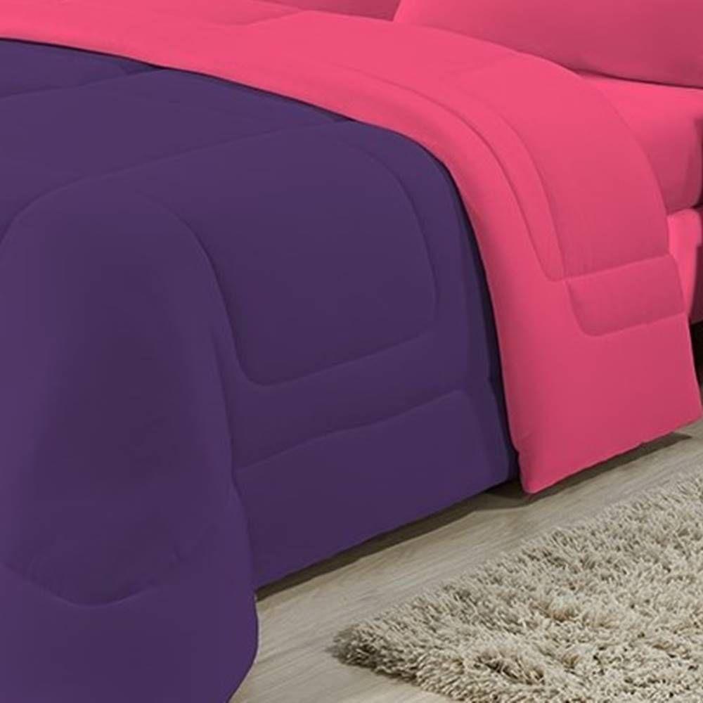 Edredom Dupla Face 100% Algodão Malha King Gran Moratta 01 Peça - Pink- Roxo - 7