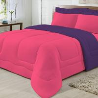 Edredom Dupla Face 100% Algodão Malha King Gran Moratta 01 Peça - Pink- Roxo - 5